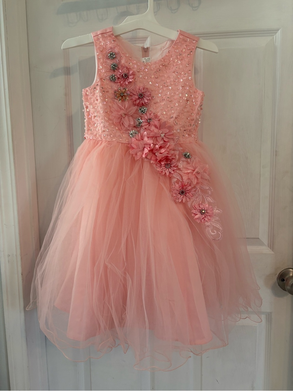 Gianni Bini Peach Pink Floral Tulle Dress for Girls